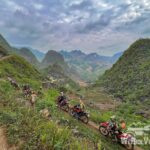Adventure motorcycle riding through the mountains of Northern Vietnam